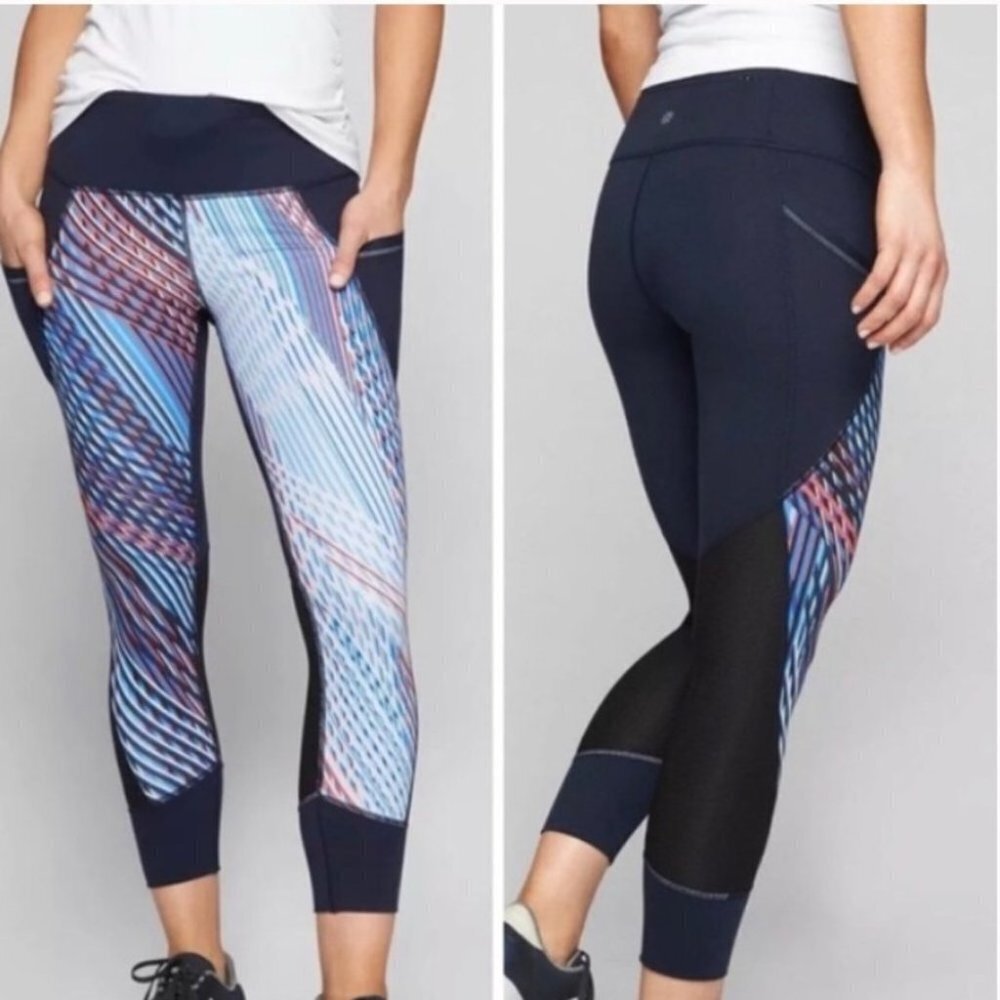 Athleta | Relay Capri Mosaic‎ Black Multi Legging